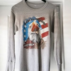 Vintage Harley Davidson waffle thermal long sleeve grey S M